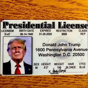 Donald Trump Novelty Presidential Card